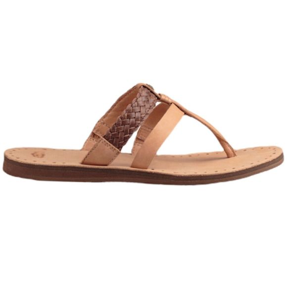 UGG Australia Audra Women Sandals Size 10 Tan Leather Flat Braided Slip On Thong - Picture 1 of 7